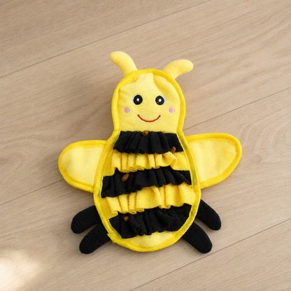 Busy Bee Crinkle Snuffle Mat with treats tucked in the fleece
