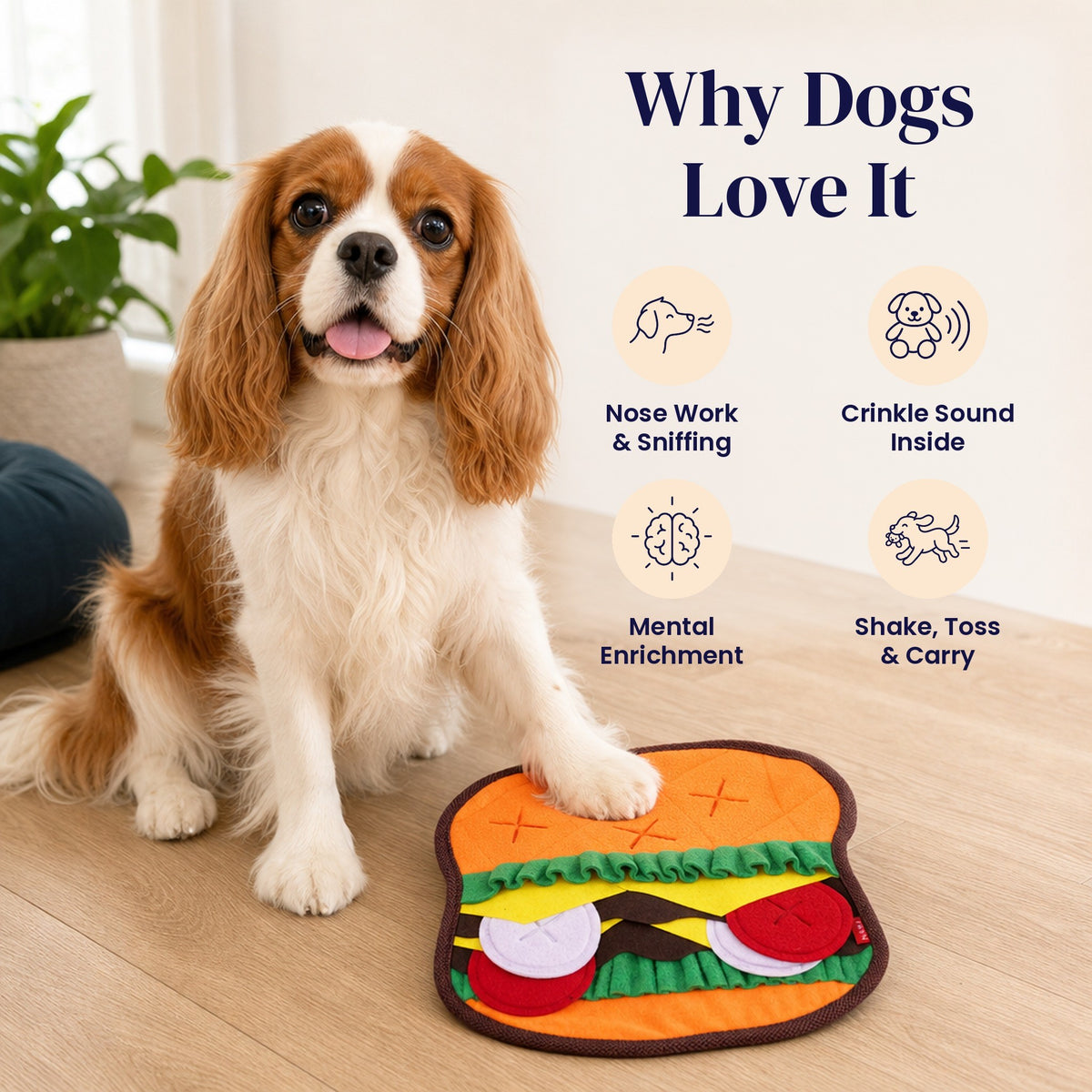 Burger Crinkle Snuffle Mat - Why Dogs Love It