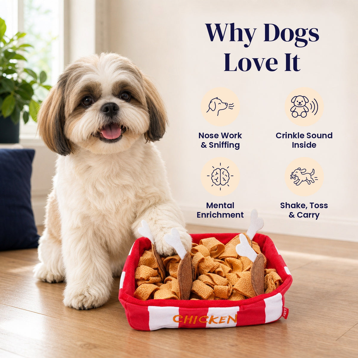 Chicken Bucket Crinkle Snuffle Mat - Why Dogs Love It